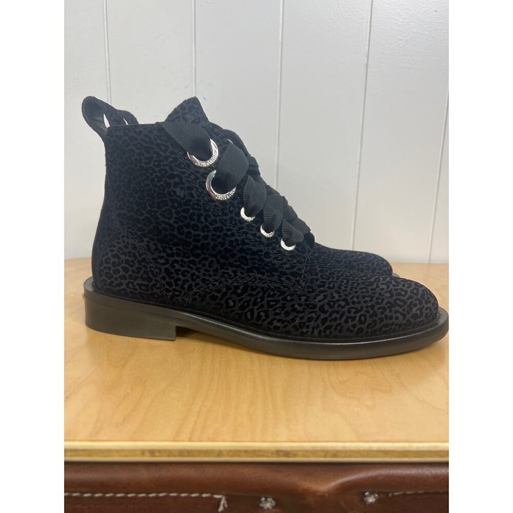 NIB Zadig & Voltaire Laureen Leo Suede Lace Up Ankle Boots Size‎ EU 39/US 8